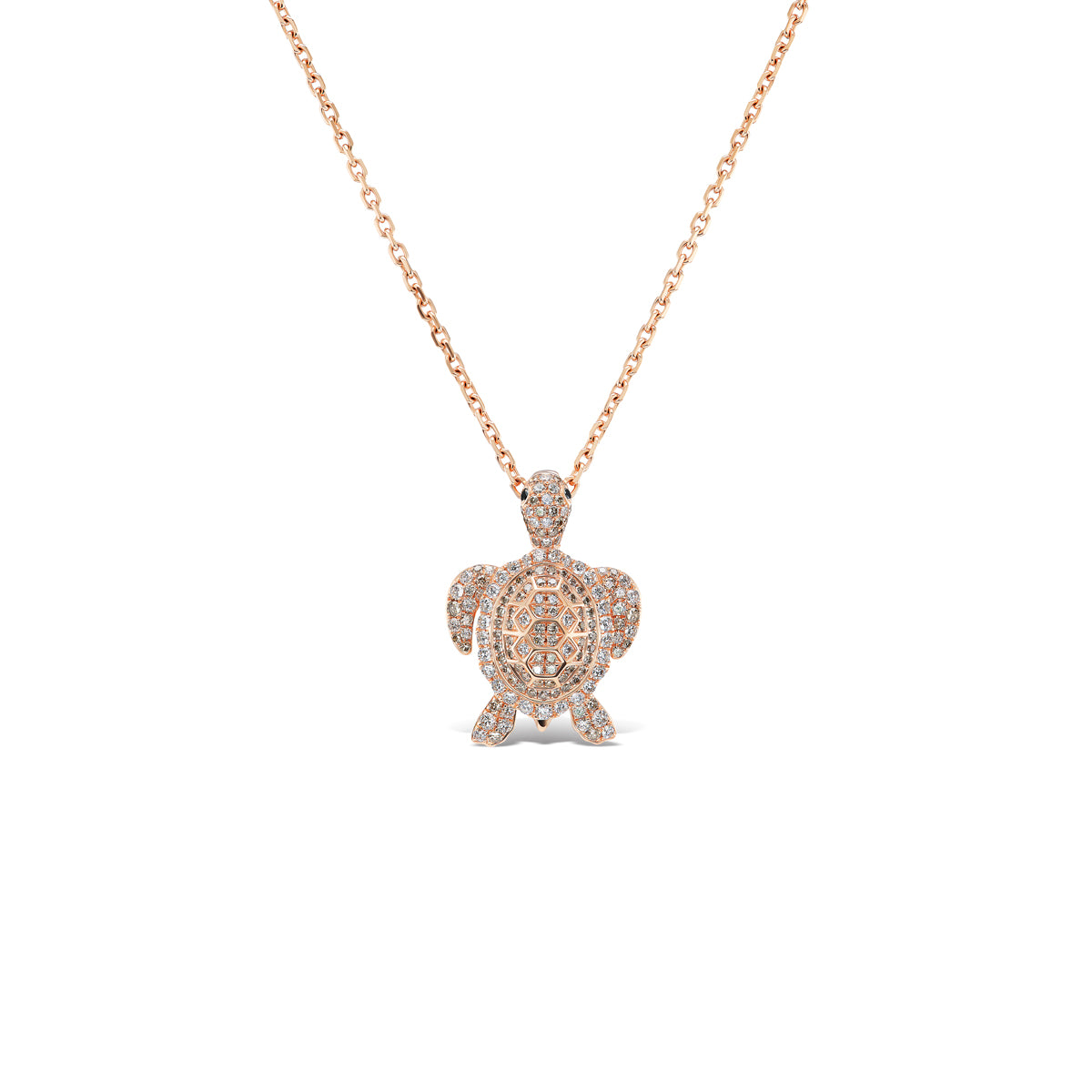 *NEW* Pavé Brown & White Diamond Turtle Pendant