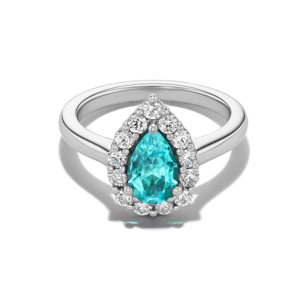 *NEW* Bespoke 0.90CT Pear Cut Paraíba Tourmaline Bloom Pinky Ring
