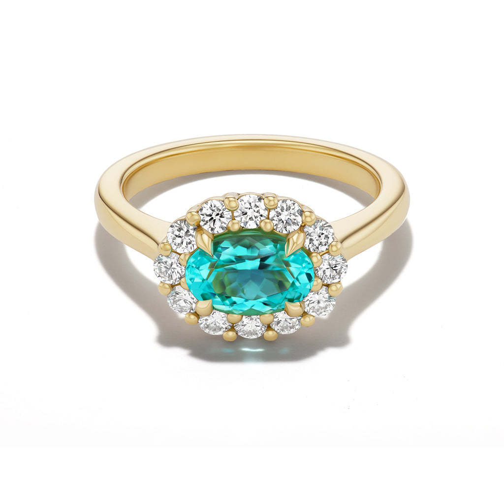 *NEW* Bespoke 0.85 Carat Oval Cut Paraíba Tourmaline Bloom Pinky Ring
