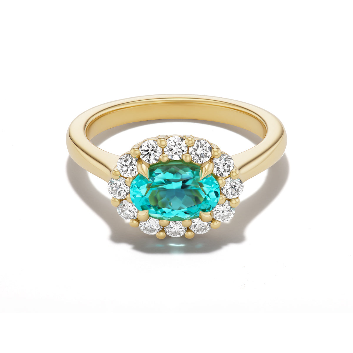 *NEW* Bespoke 0.85 Carat Oval Cut Paraíba Tourmaline Bloom Pinky Ring