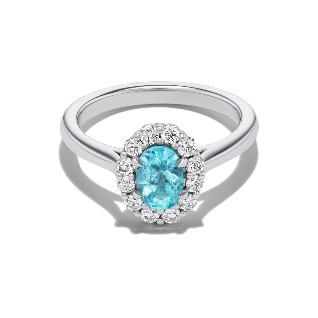 *NEW* Bepsoke 0.73 Carat Oval Cut Paraíba Tourmaline Paraiba Bloom Ring