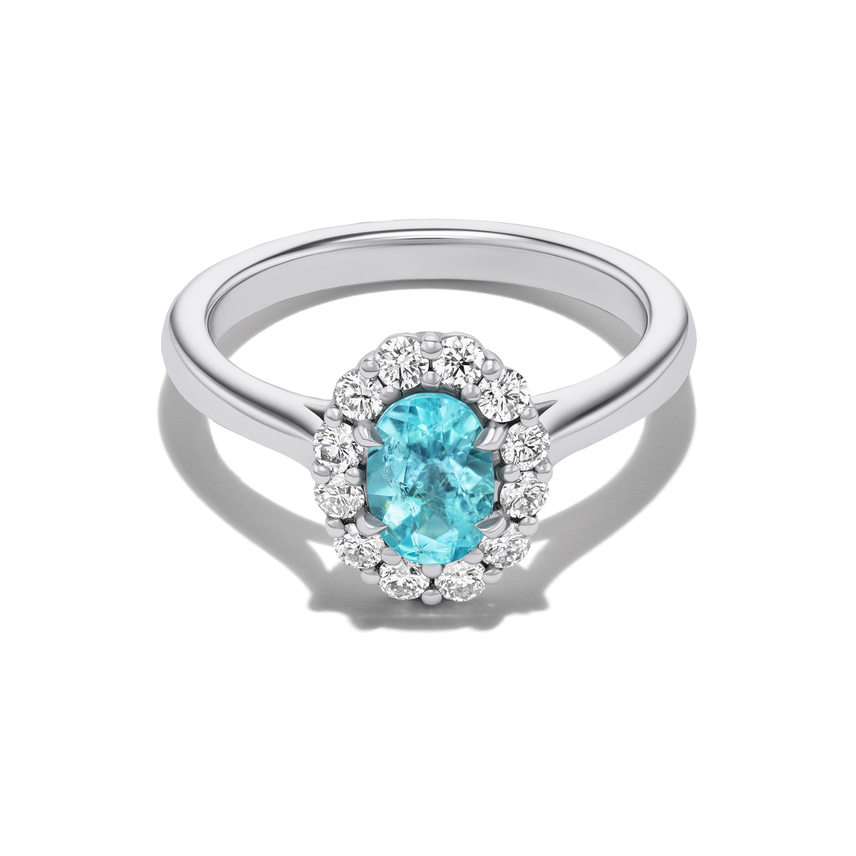 *NEW* Bepsoke 0.73 Carat Oval Cut Paraíba Tourmaline Paraiba Bloom Ring