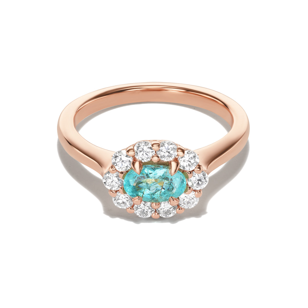 Bespoke East West Oval Cut Paraíba Tourmaline Bloom Pinky Ring