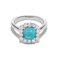 Bespoke 1.39 Carat Cushion Cut Paraíba Tourmaline Bloom Pinky Ring