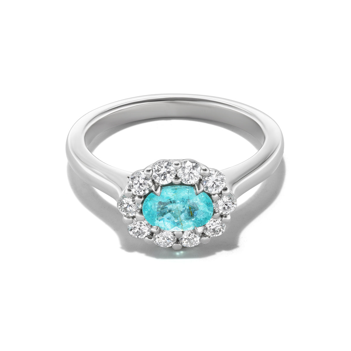 Bespoke East West Oval Cut Paraíba Tourmaline Bloom Pinky Ring