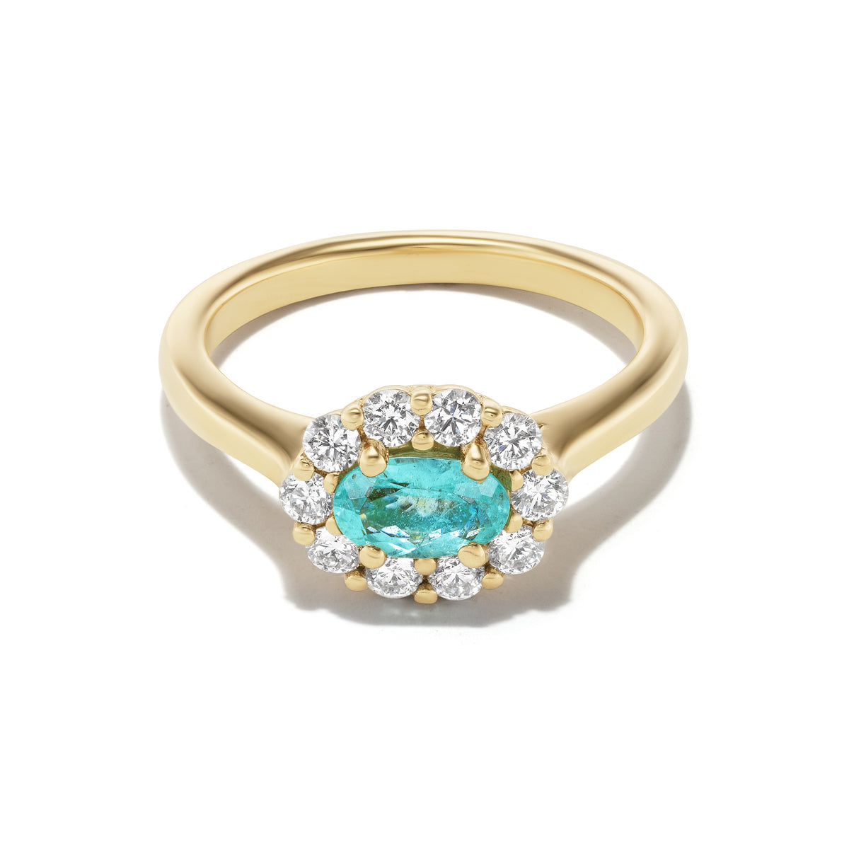 Bespoke East West Oval Cut Paraíba Tourmaline Bloom Pinky Ring