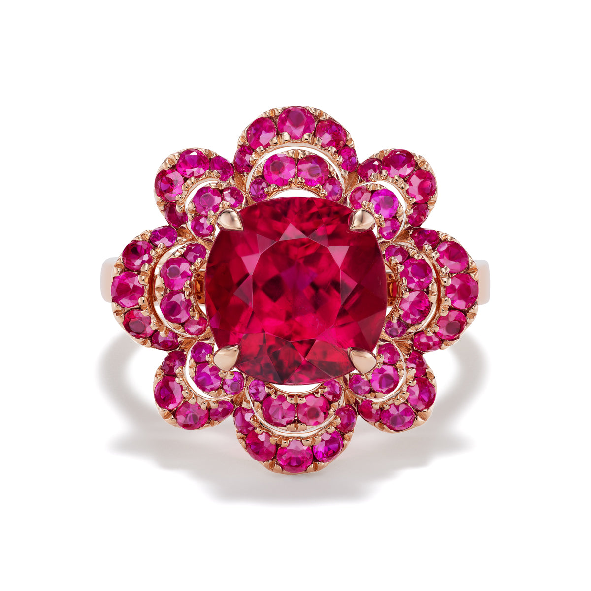 Camellia Rubellite Flower Ring